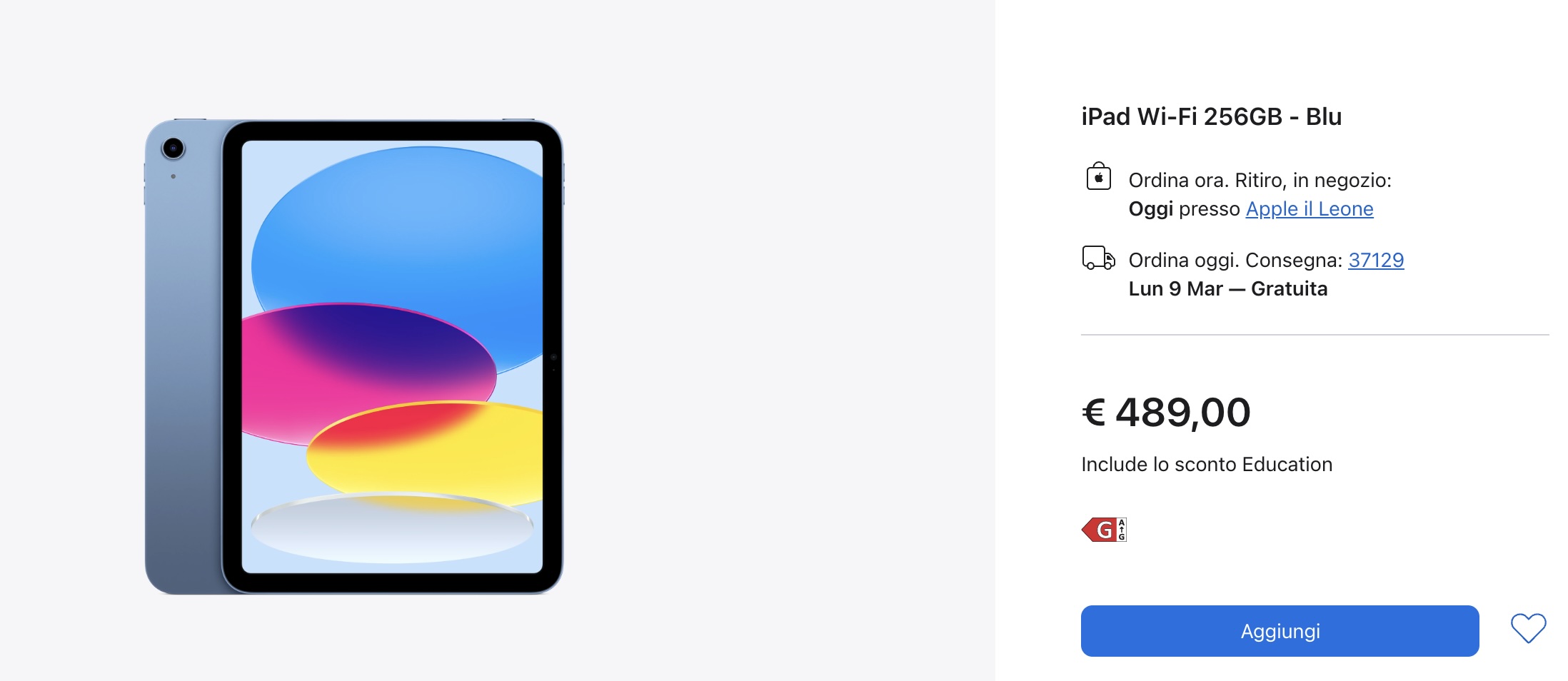 iPad Wi-Fi 256GB consigliato