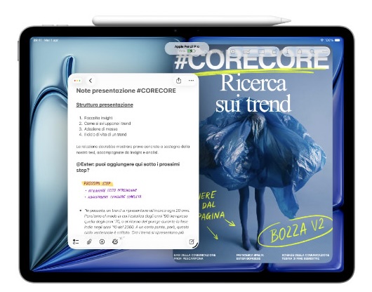 iPad con Apple Pencil e presentazione